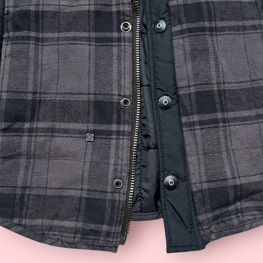 G Star Raw Men’s Flannel Zip Up Snap Hoodie Jacket (Black Plaid) - Picture 6 of 11